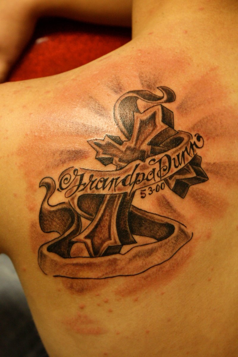 Cross Banner Tattoo On Shoulder Back Tattoos Book 65000 Tattoos in size 800 X 1200