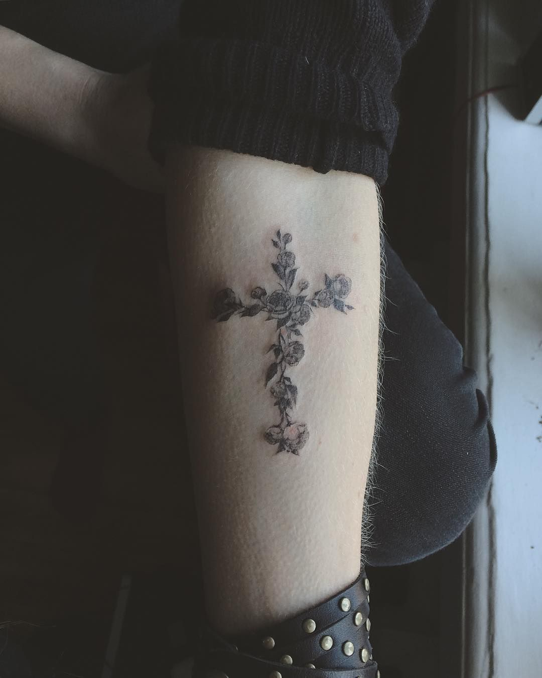 Cross Flowers Tattoo Maybe Someday Religious Tattoos Tattoos with regard to proportions 1080 X 1349