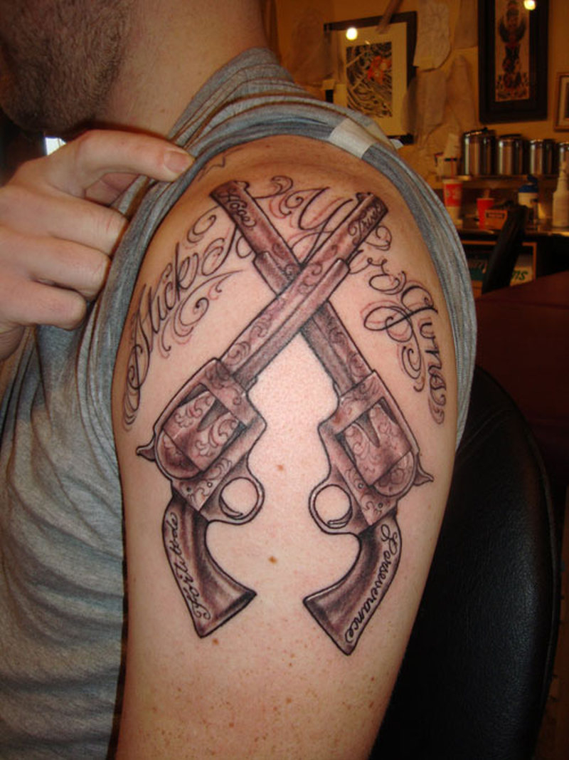 Cross Guns Half Sleeve Tattoo Design Tattoos Book 65000 Tattoos with dimens...