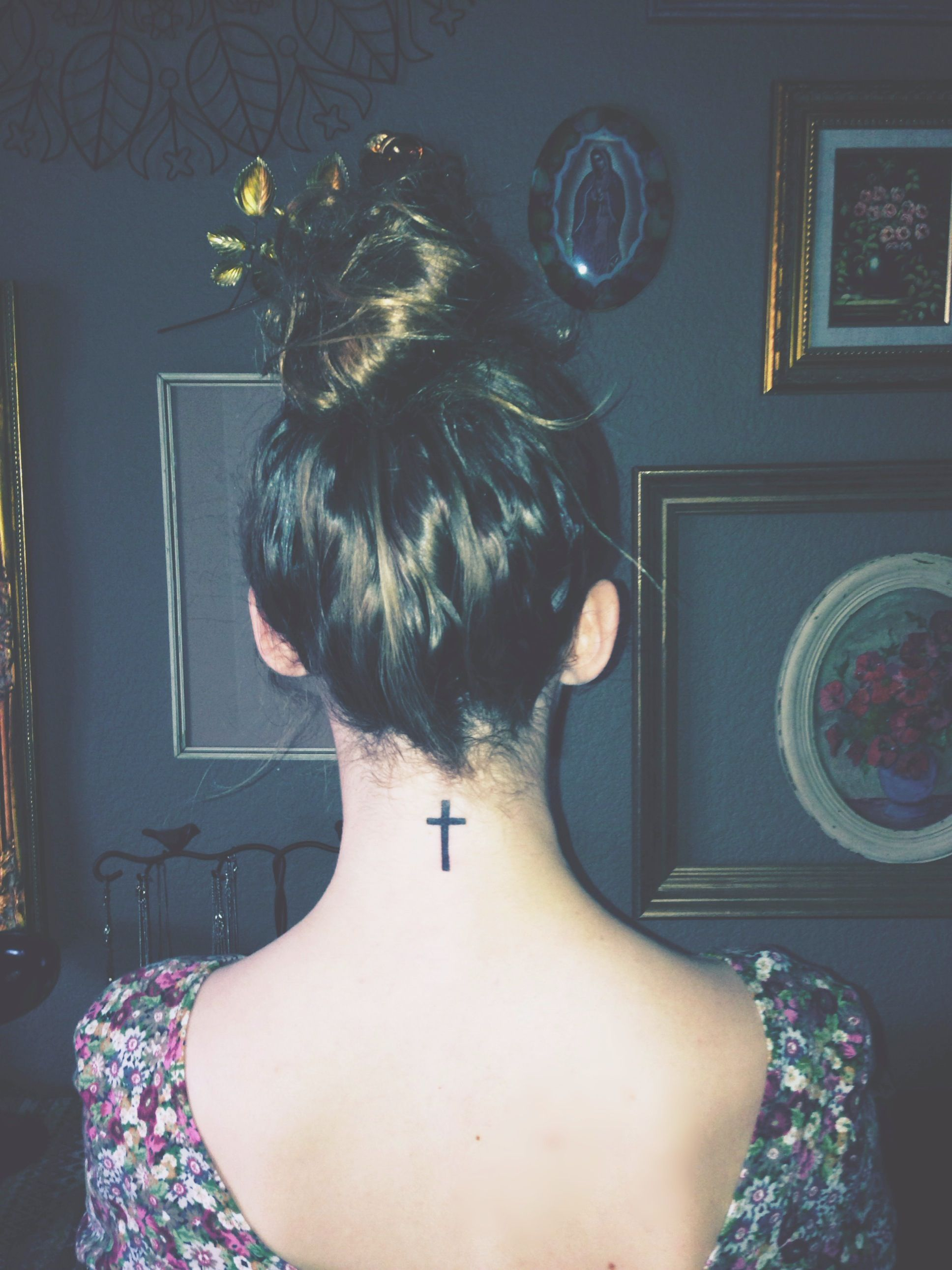 Cross Neck Tattoo Miscellaneous Cross Tattoo Neck Girl Neck throughout sizing 1936 X 2581