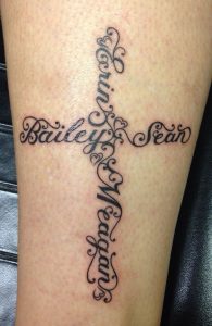 Cross Of Childrens Names Ink Mom Tattoos Name Tattoos Tattoos pertaining to proportions 736 X 1132