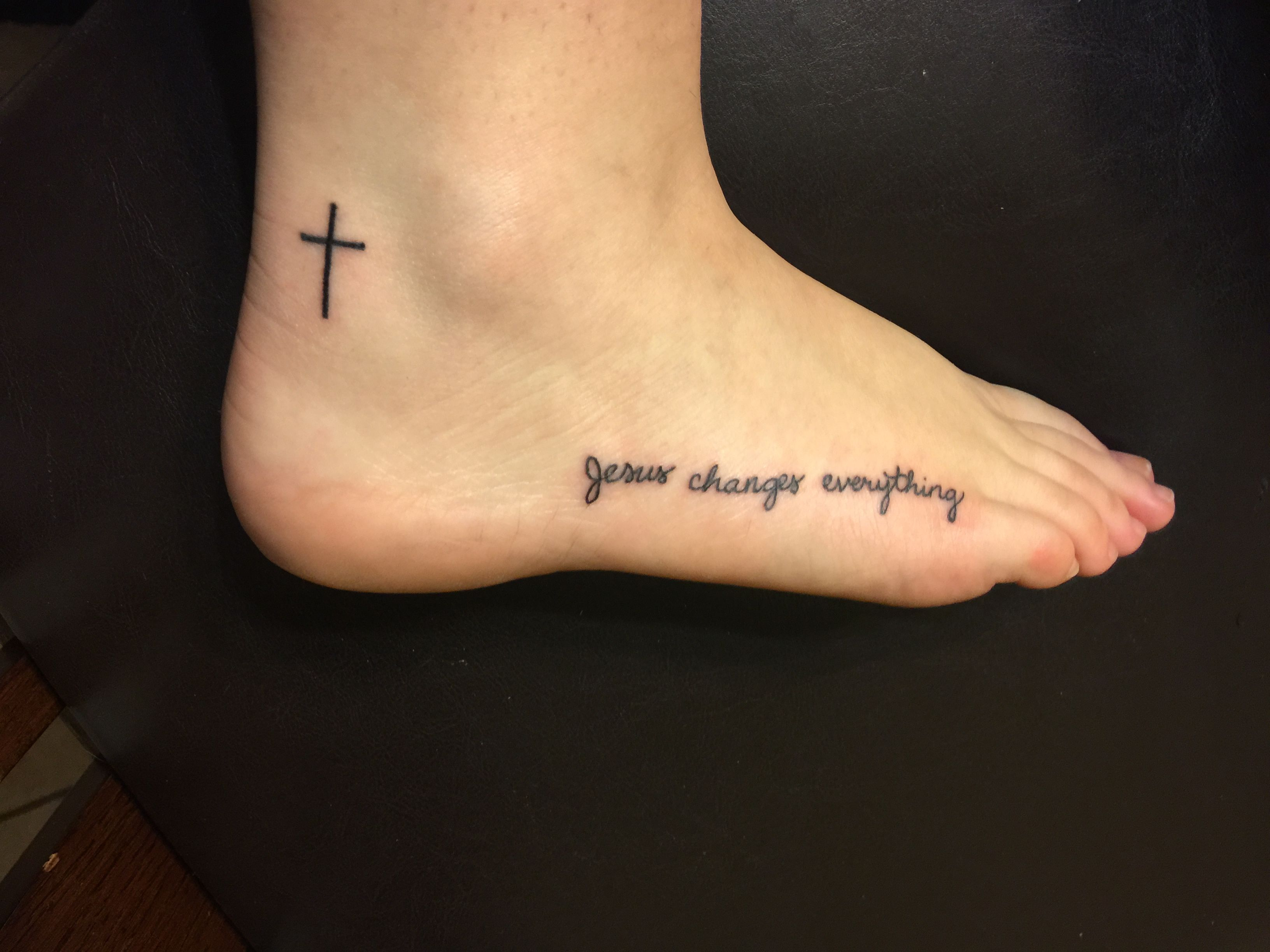 Cross Tattoo And Foot Tattoonow Both My Feet Match Tattoos with regard to measurements 3264 X 2448