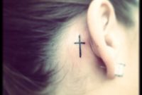 Cross Tattoo Behind Ear Matching One With The Best Friend intended for size 2448 X 2448