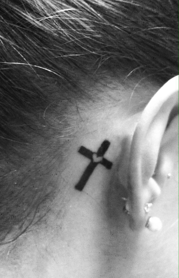 Cross Tattoo Designs Behind The Ear Google Search Rand0m Cross intended for measurements 736 X 1142