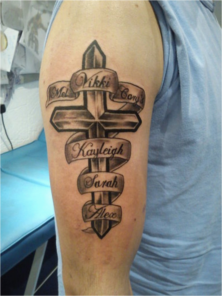 Cross Tattoo Designs With Names 55 Cool Kids Shoulder Tattoos with regard to sizing 768 X 1024