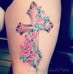 Cross Tattoo On Thigh Tattoos Tattoos Watercolor Tattoo Leg within dimensions 1254 X 1269