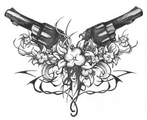 Cross Tattoo Skull Gun Guns Flowers Tribes And Face Jacko41 for proportions 2395 X 1955