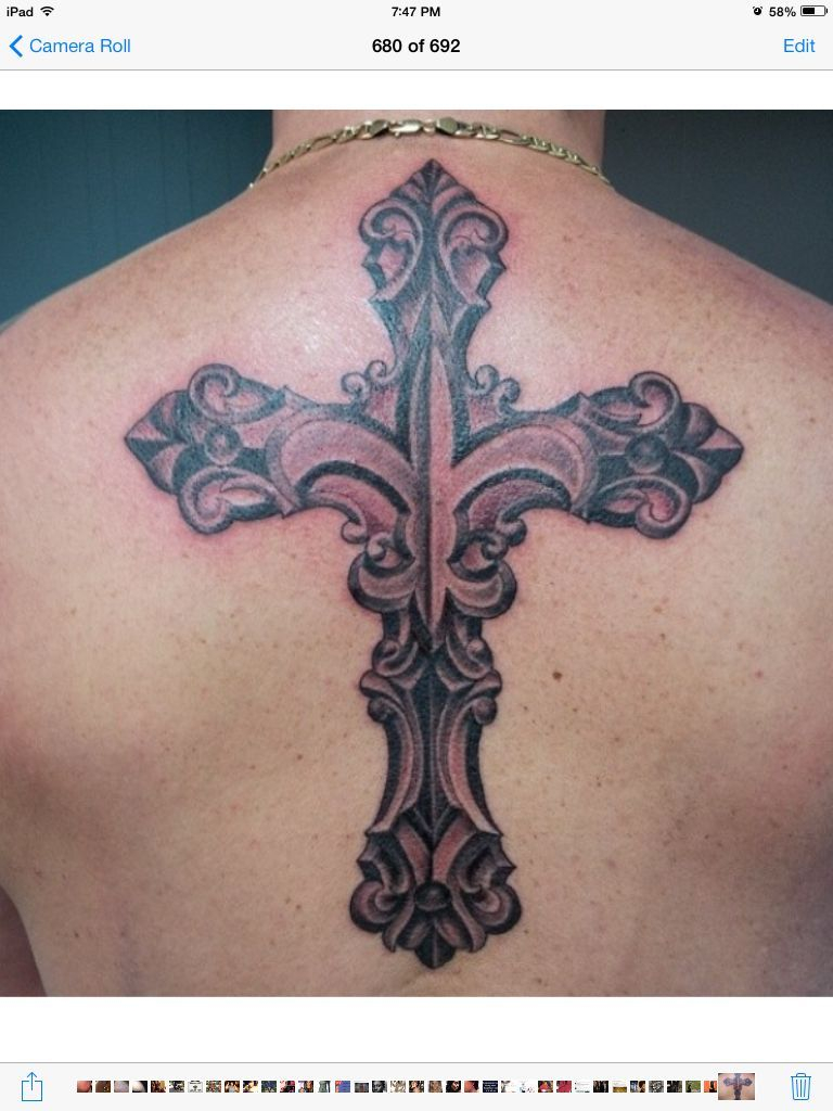 Cross Tattoo Wfleur De Lis Perfect For My Lower Back Tattoos On with measurements 768 X 1024