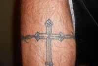 Cross Tattoo With Barbed Wire Around Calf Done Justin Lanasa Of inside sizing 1100 X 1027
