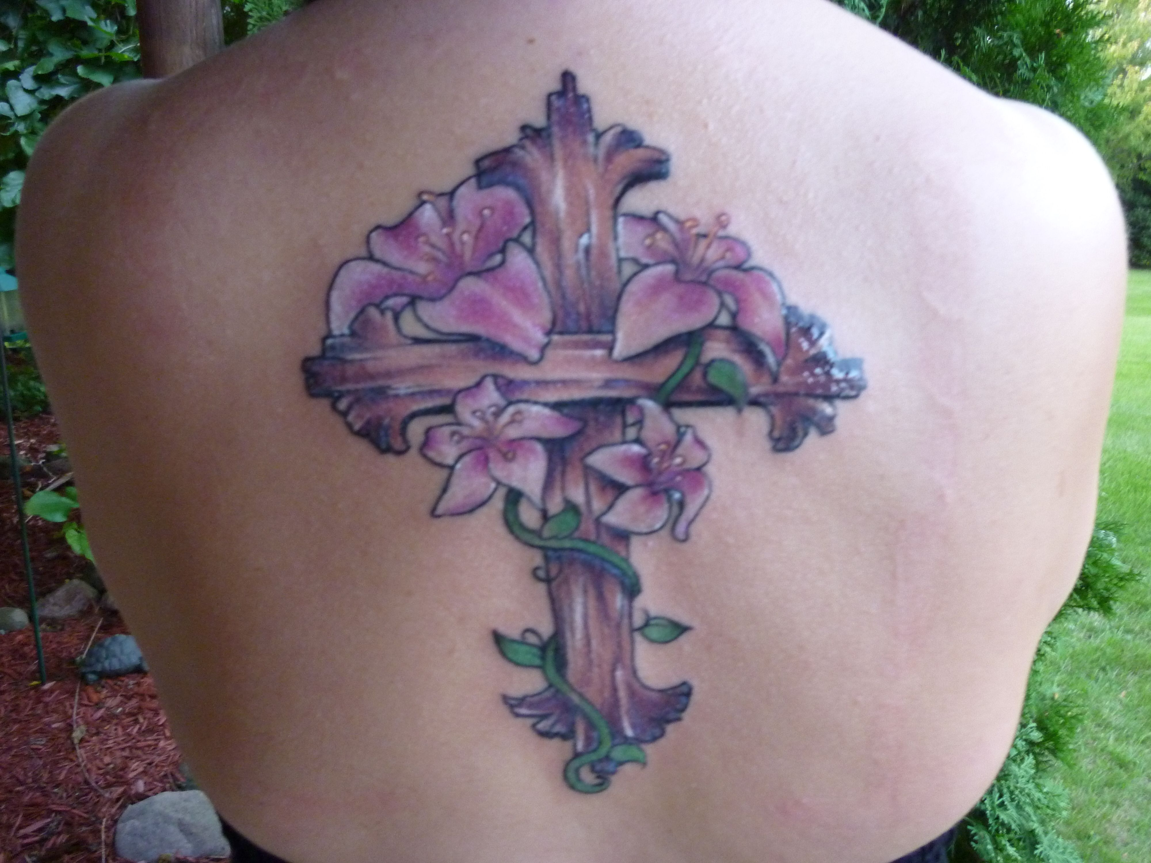 Cross Tattoo With Lily Flowers Tattoos Tattoos Lillies Tattoo within dimensions 4000 X 3000