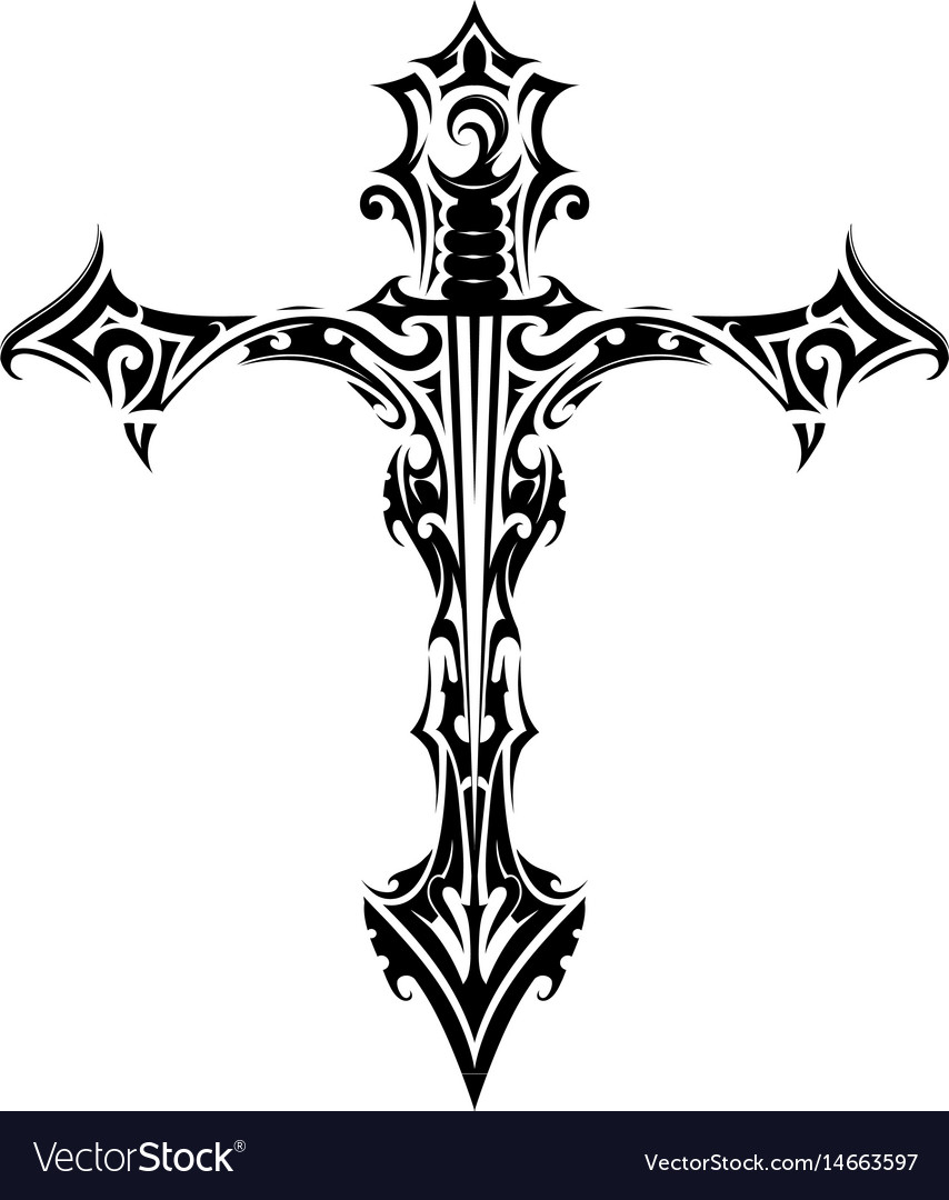 Cross Tattoo With Sword Inside Royalty Free Vector Image intended for dimensions 854 X 1080