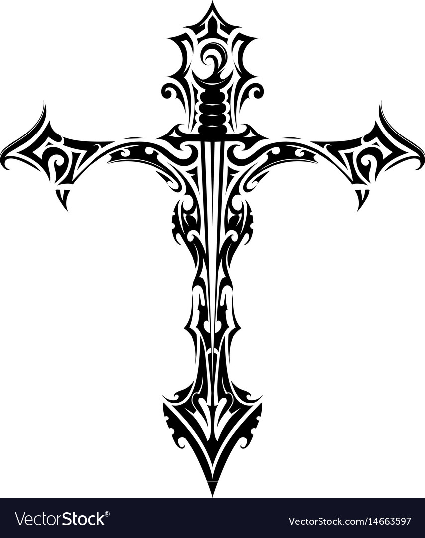 Cross Tattoo With Sword Inside Royalty Free Vector Image with regard to dimensions 854 X 1080