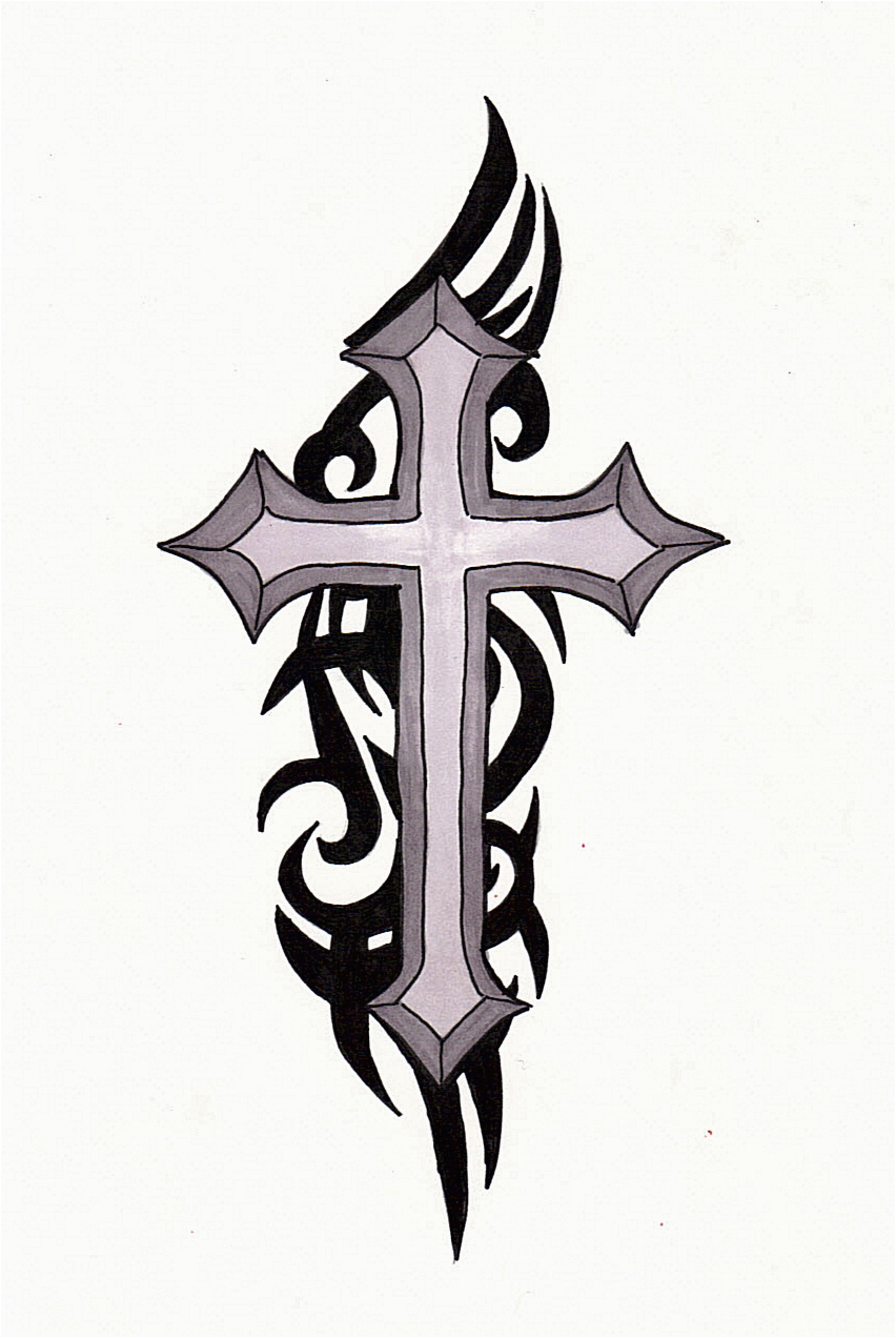 Cross Tattoo With Tribal Background Simple Tribal Cross Tattoos for dimensions 852 X 1272