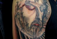 Cross Tattoos With Jesus Painting On Shoulder Body Canvas Jesus within proportions 920 X 1227