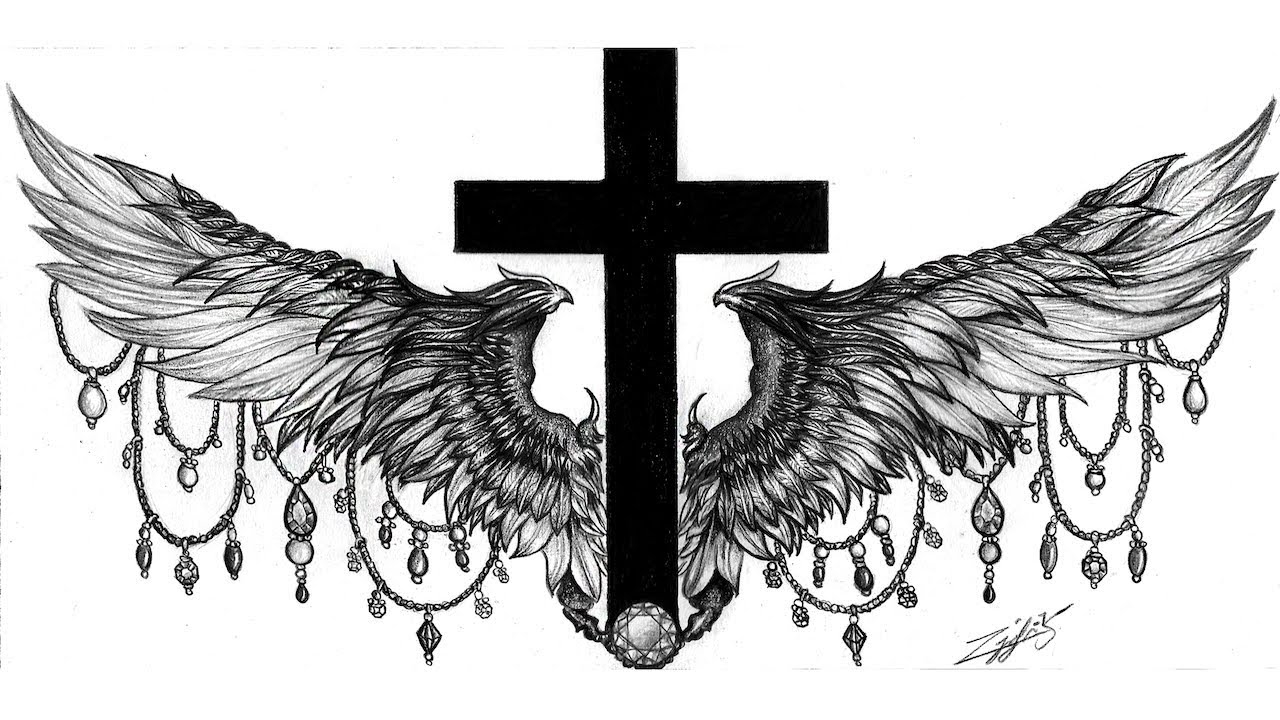 Cross Wings Tattoo with proportions 1280 X 720