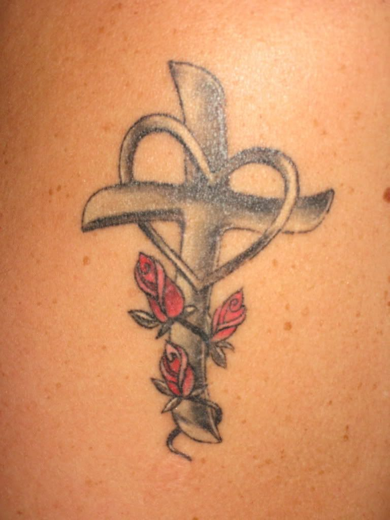 Cross With Flowers Tattoo Cross Heart And Flower Tattoo Tattoos for dimensions 768 X 1024