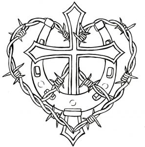 Cross With Horseshoe And Barbed Wire Tattoo Metacharisdeviantart throughout measurements 900 X 908