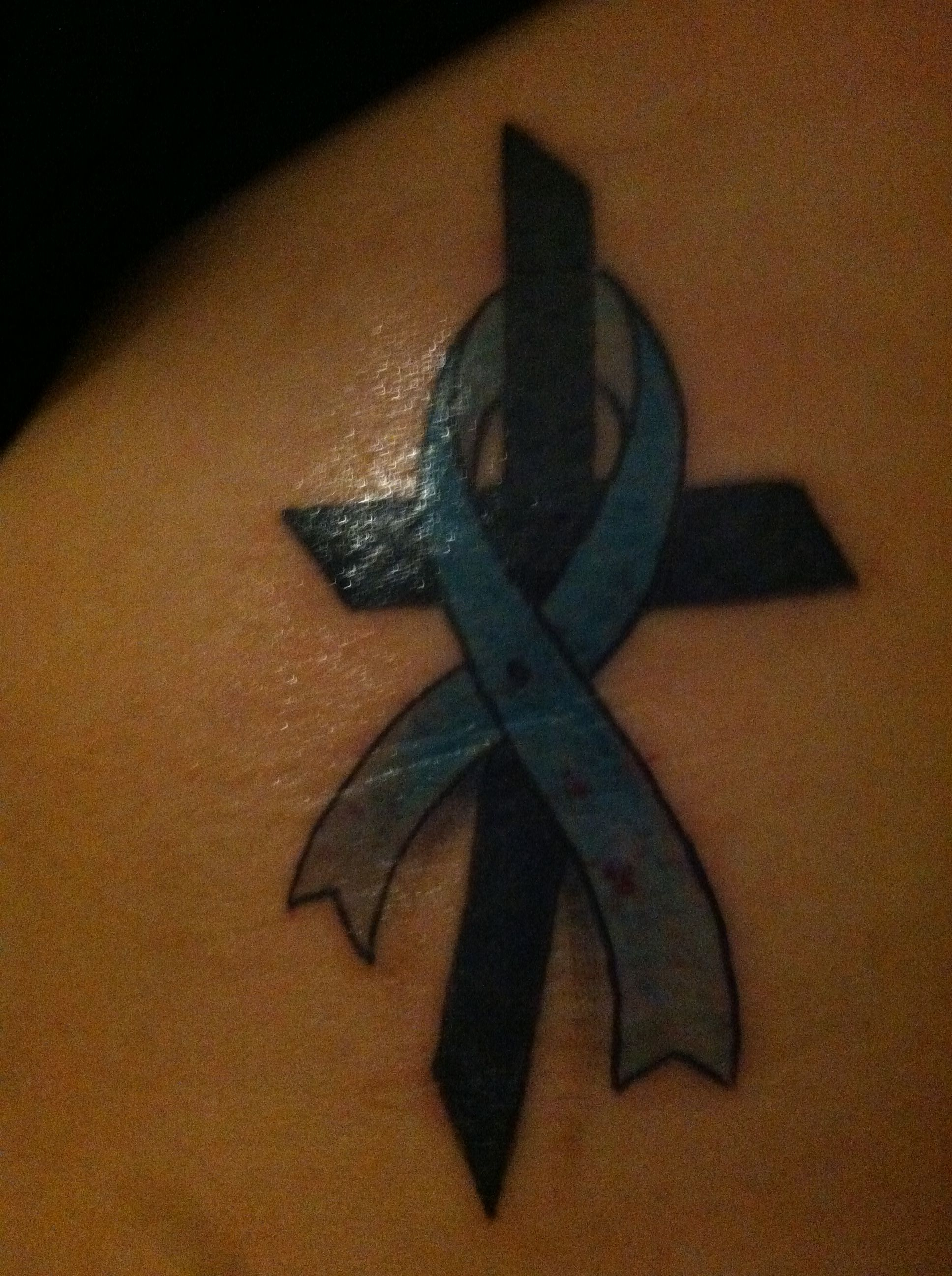 Cross With Prostate Cancer Ribbon Tattoo Tattoos inside dimensions 1936 X 2592