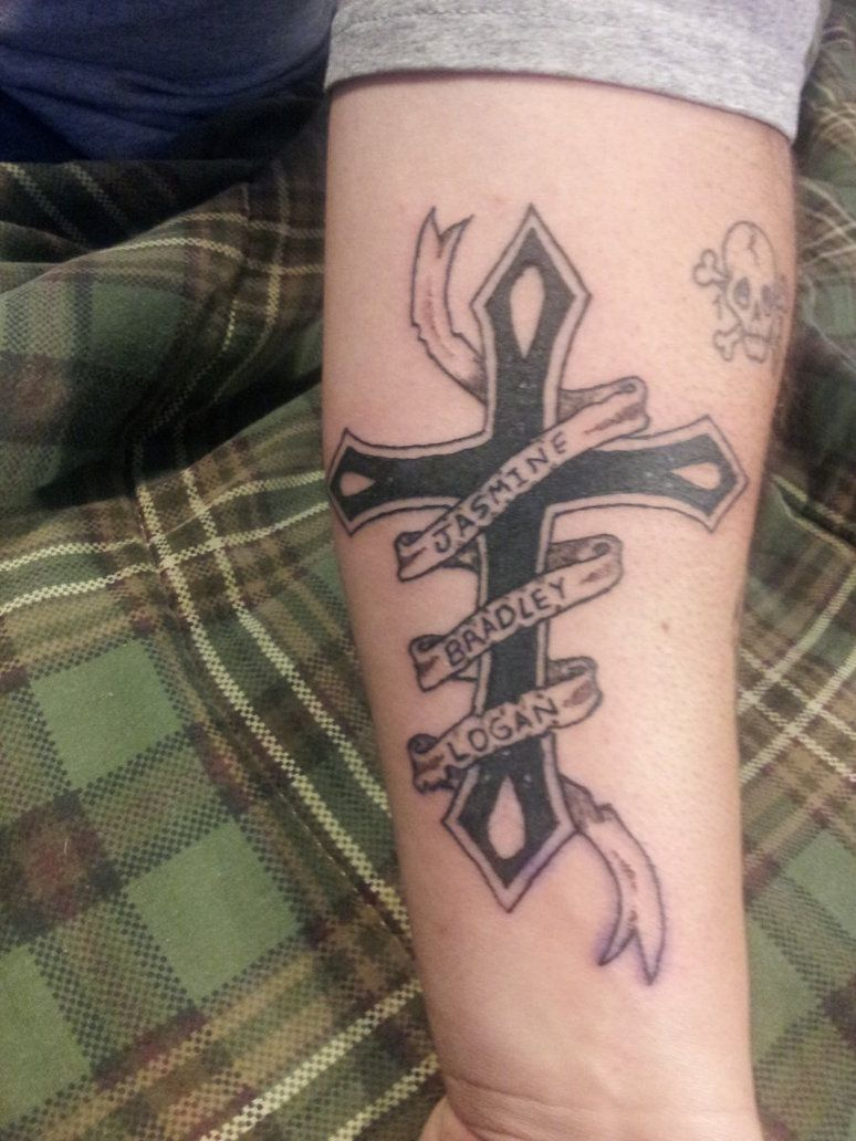 Cross With Ribbons Tattoos Tattoos inside proportions 774 X 1032