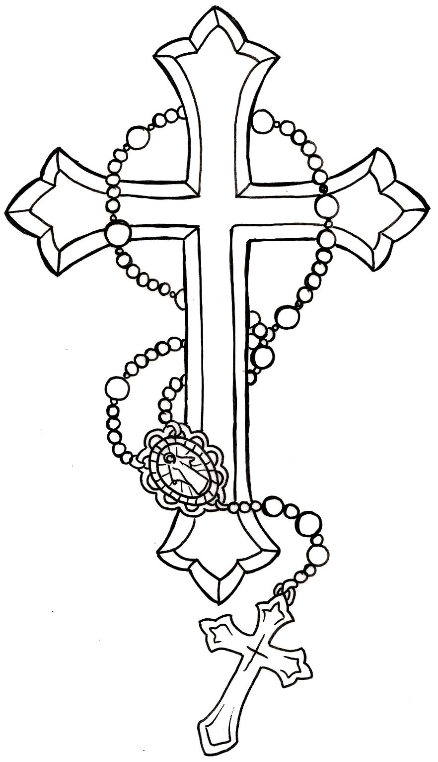 Cross With Rosary Tattoo Metacharis On Deviantart Tattoos And throughout dimensions 882 X 1532