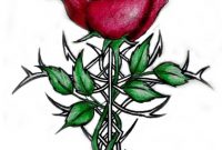 Cross With Rose And Vine Leaves Tattoo Design Tattooes Thorn with size 736 X 1430