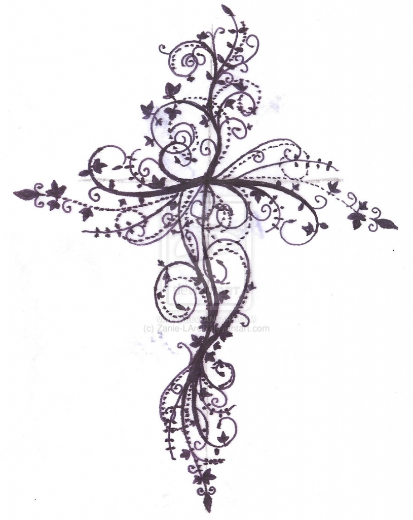 Cross With Scroll Tattoo Design Clip Art Library within proportions 815 X 1024