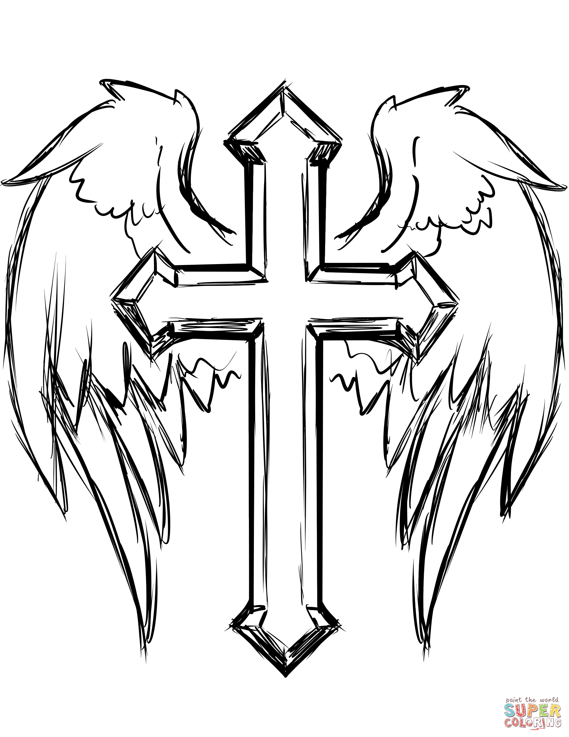 Cross With Wings Coloring Page Free Printable Coloring Pages intended for dimensions 1822 X 2358