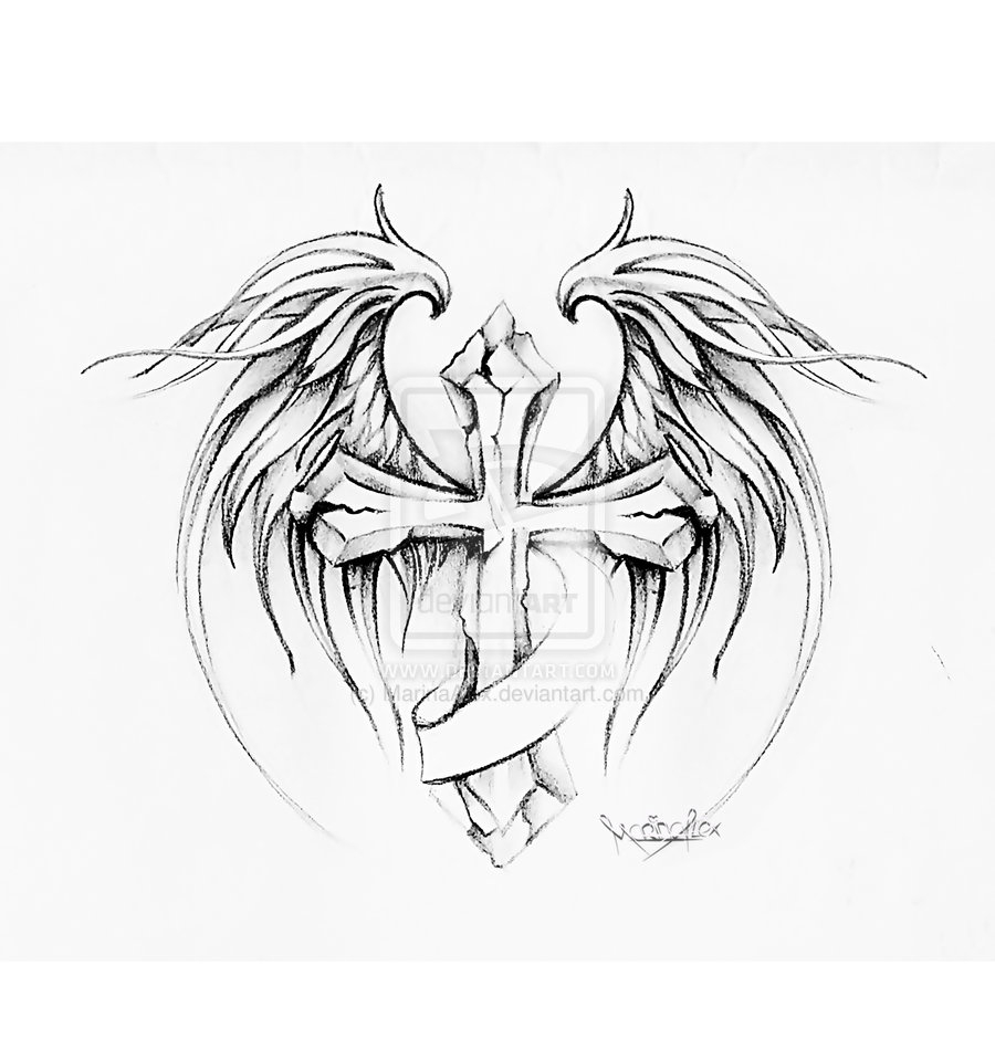 Cross With Wings Tattoo Design for size 900 X 959
