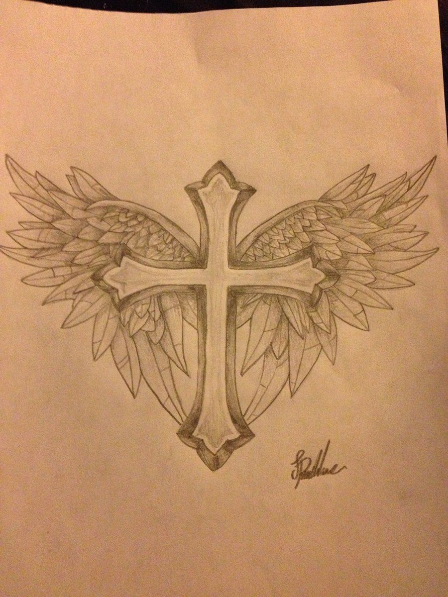 Cross With Wings Tattoo Design Protxticsdeviantart On inside size 900 X 1200