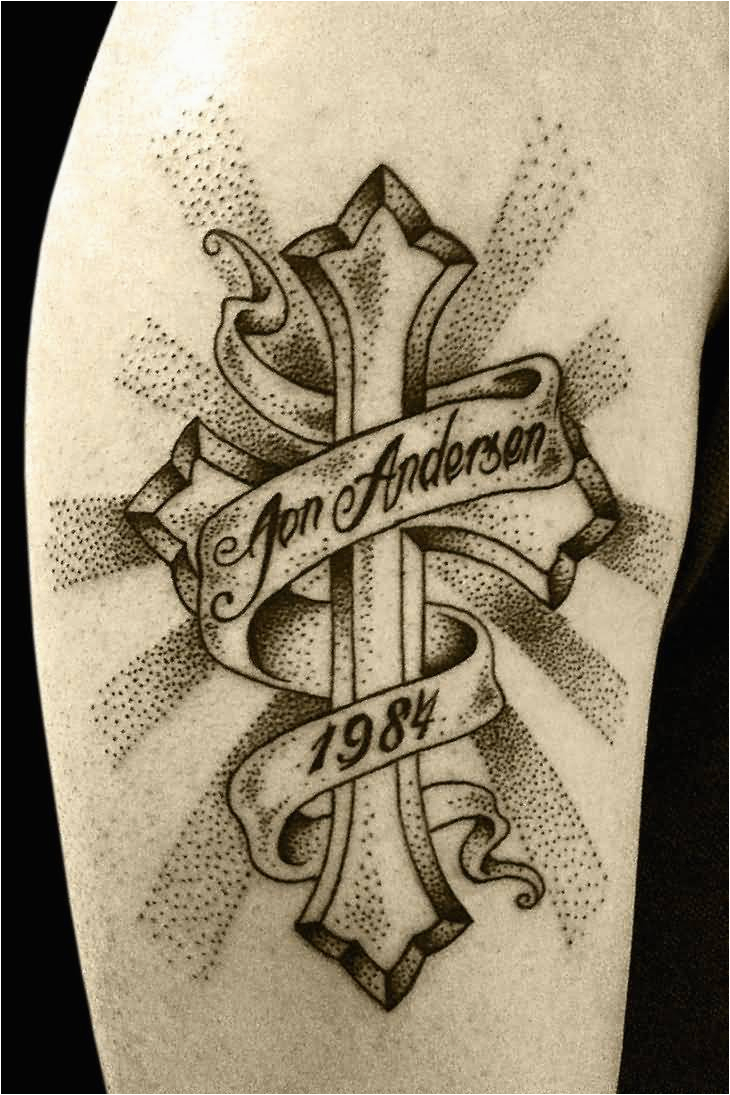 Crosses With Banners Tattoos Designs Cross Banner Tattoo Ideas And inside m...