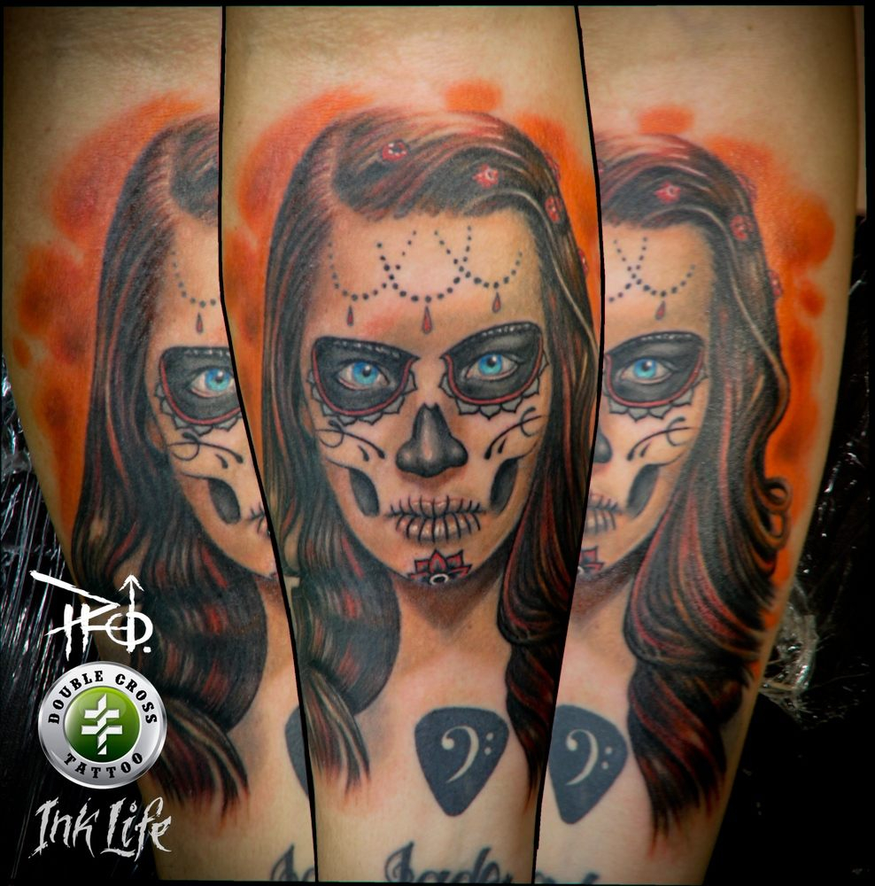 Day Of The Dead Girl Done Peter Photelo At Double Cross Tattoo Yelp regarding dimensions 988 X 1000