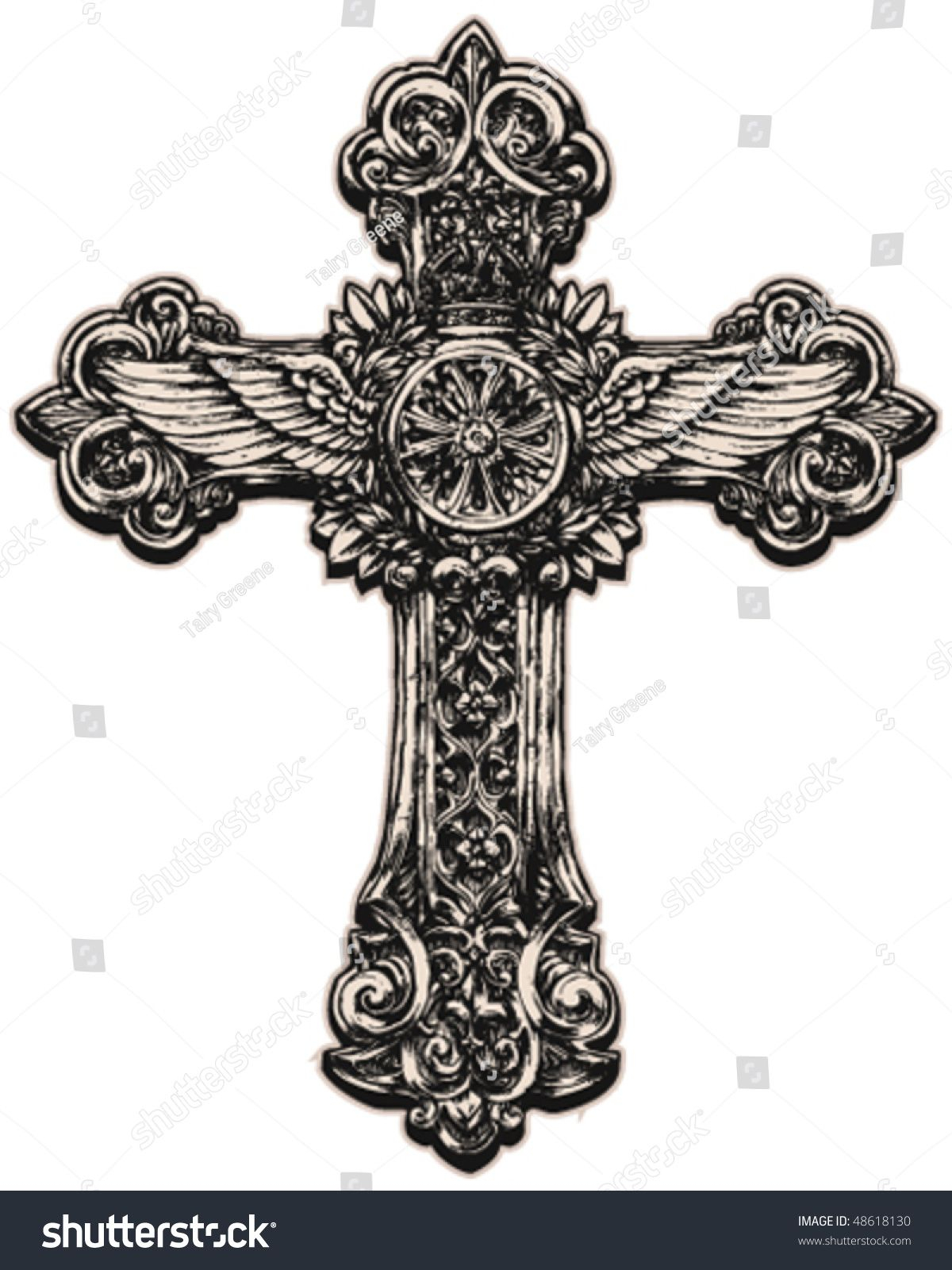 Detailed Cross Illustration Tattoo Designs Two Cross Tattoo intended for measurements 1200 X 1600