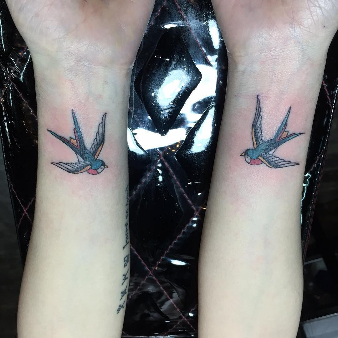 Double Swallow Bird Tattoo Wrist Blue Birds Tattoos Bird Tattoo in size 1080 X 1080