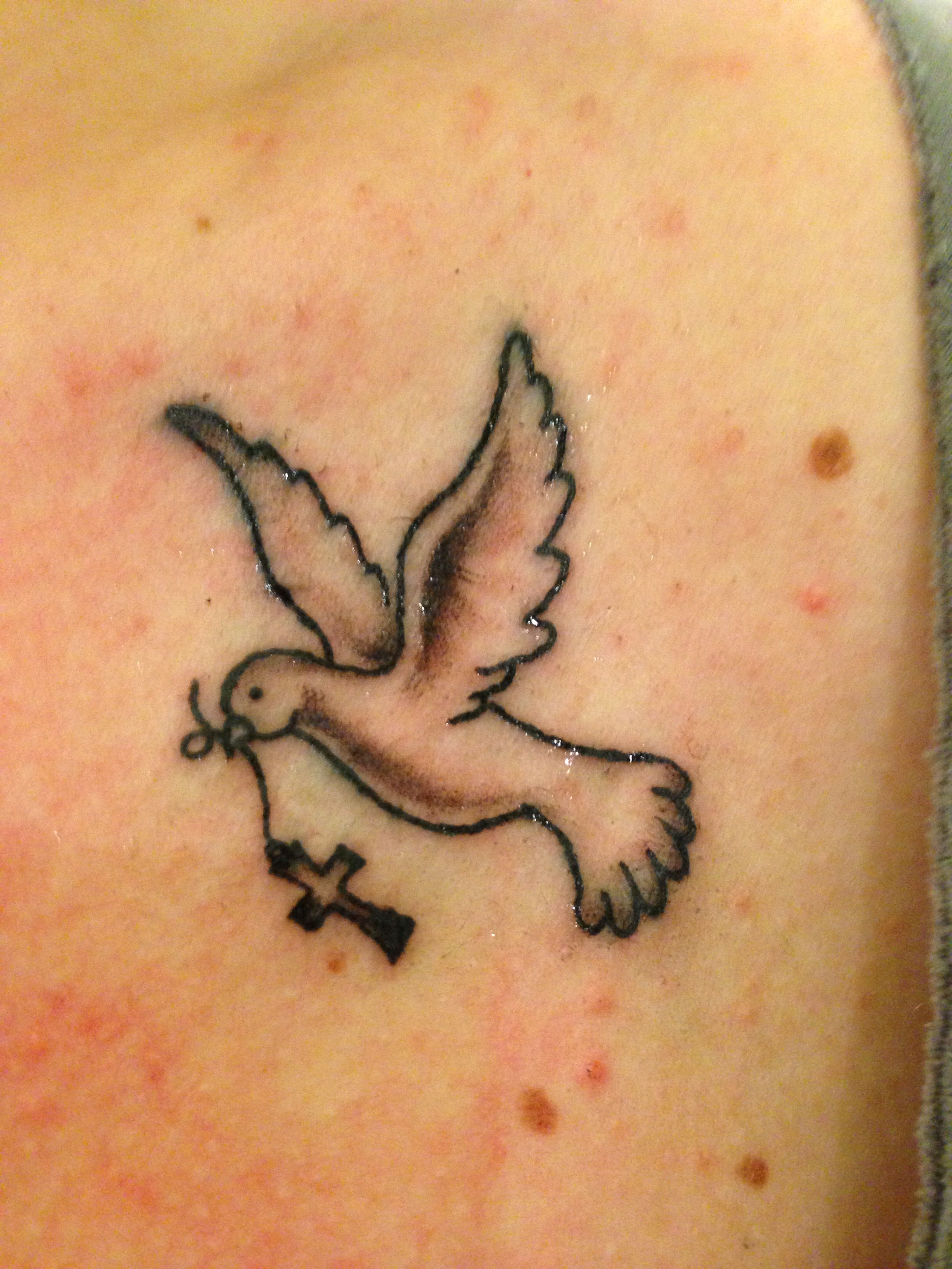 Dove Tattoo With Cross In White Ink Instead Though And Maybe On inside size 2448 X 3264