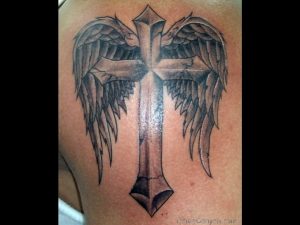 Download Free Angel Wings Cross Tattoo On Shoulder For Men To Use for proportions 1280 X 960