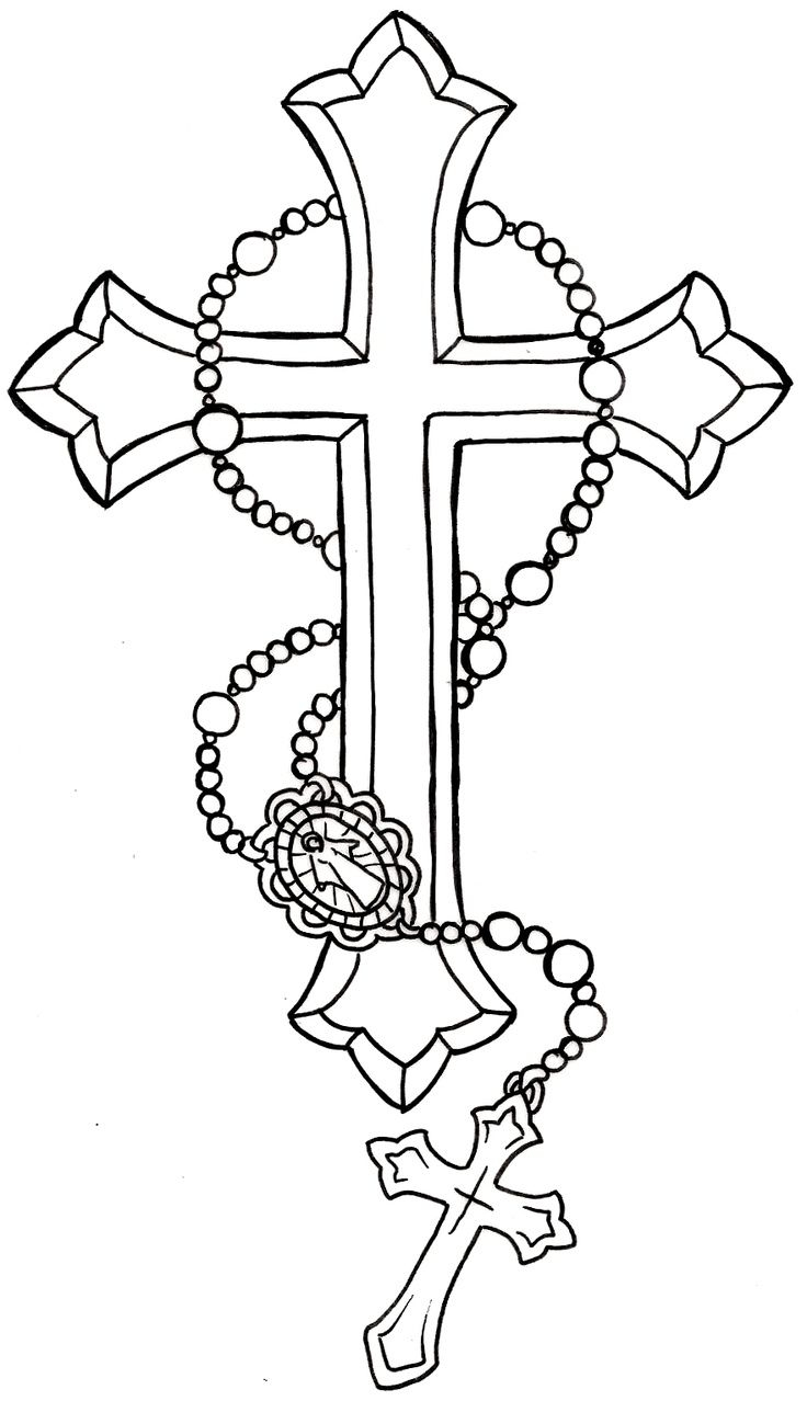 Download Free Black Cross With Rosary Cross Tattoo Stencil for size 736 X 1278