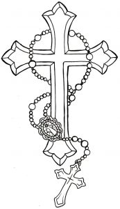 Download Free Black Cross With Rosary Cross Tattoo Stencil inside measurements 736 X 1278