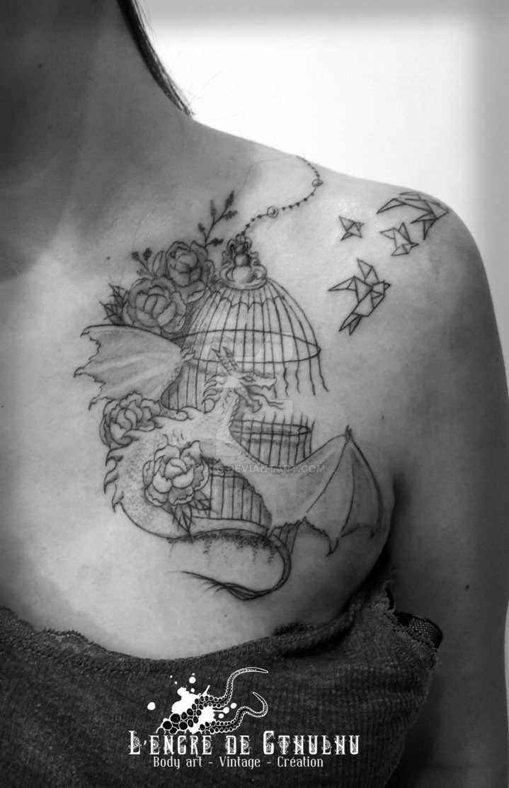 Dragon And Bird Cage Tattoo Pugg On Deviantart in dimensions 719 X 1112
