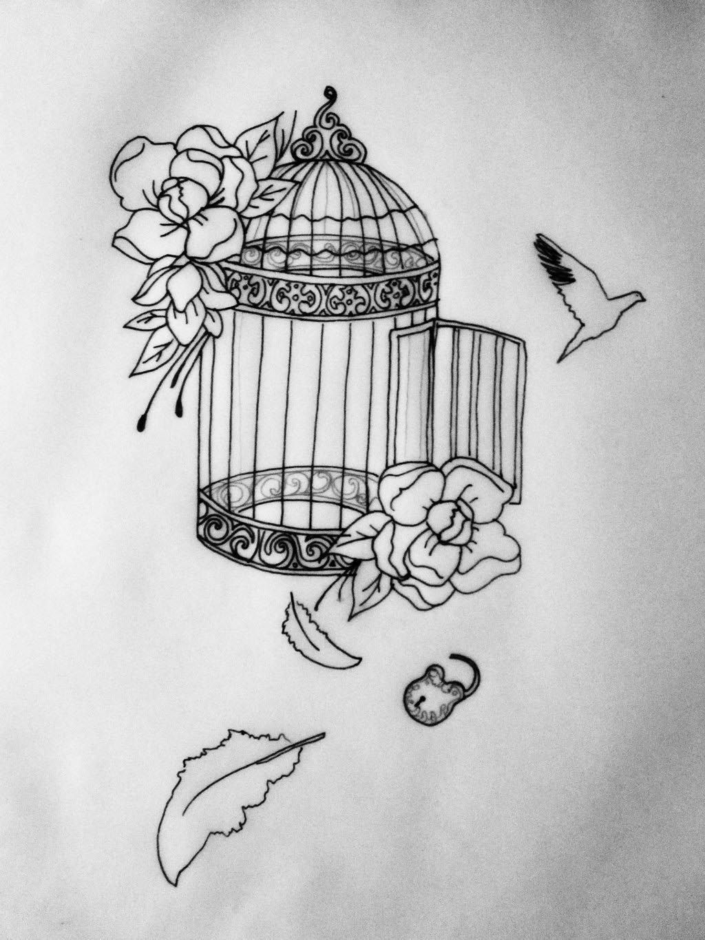 Drawings Of Bird Cages Bird Cages Cage Tattoos Tattoos Tattoo pertaining to sizing 1024 X 1365