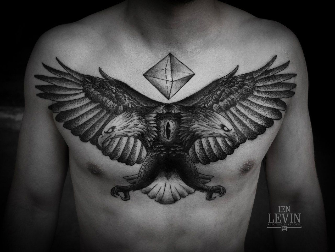 Eagle Bird Two Headed Chest Tattoo Blackwork Tattoo Eagle in dimensions 1280 X 966