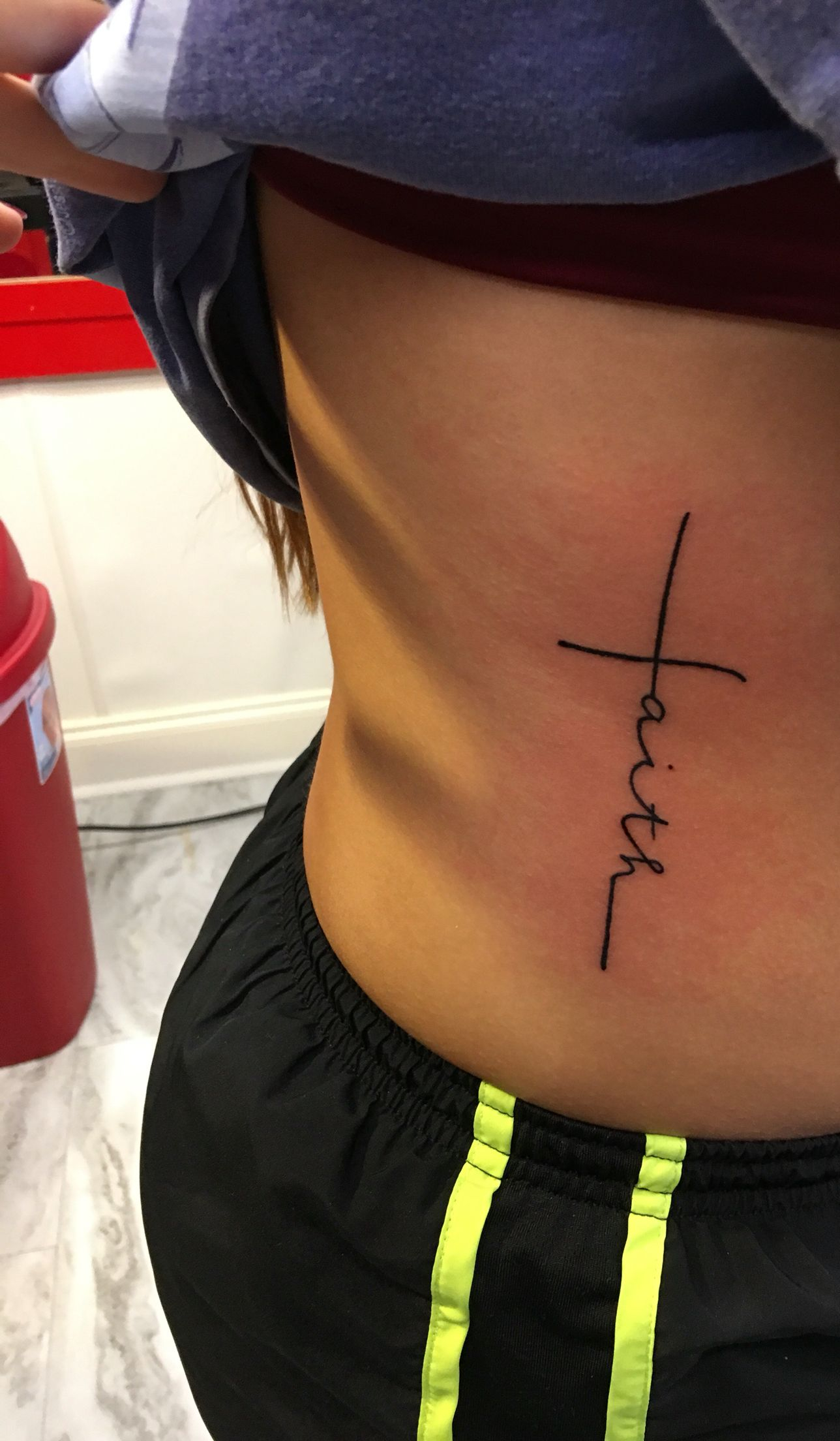 Faith Cross Tattoo Side Rib Cross Tattoo Tatspiercings regarding proportions 1288 X 2208