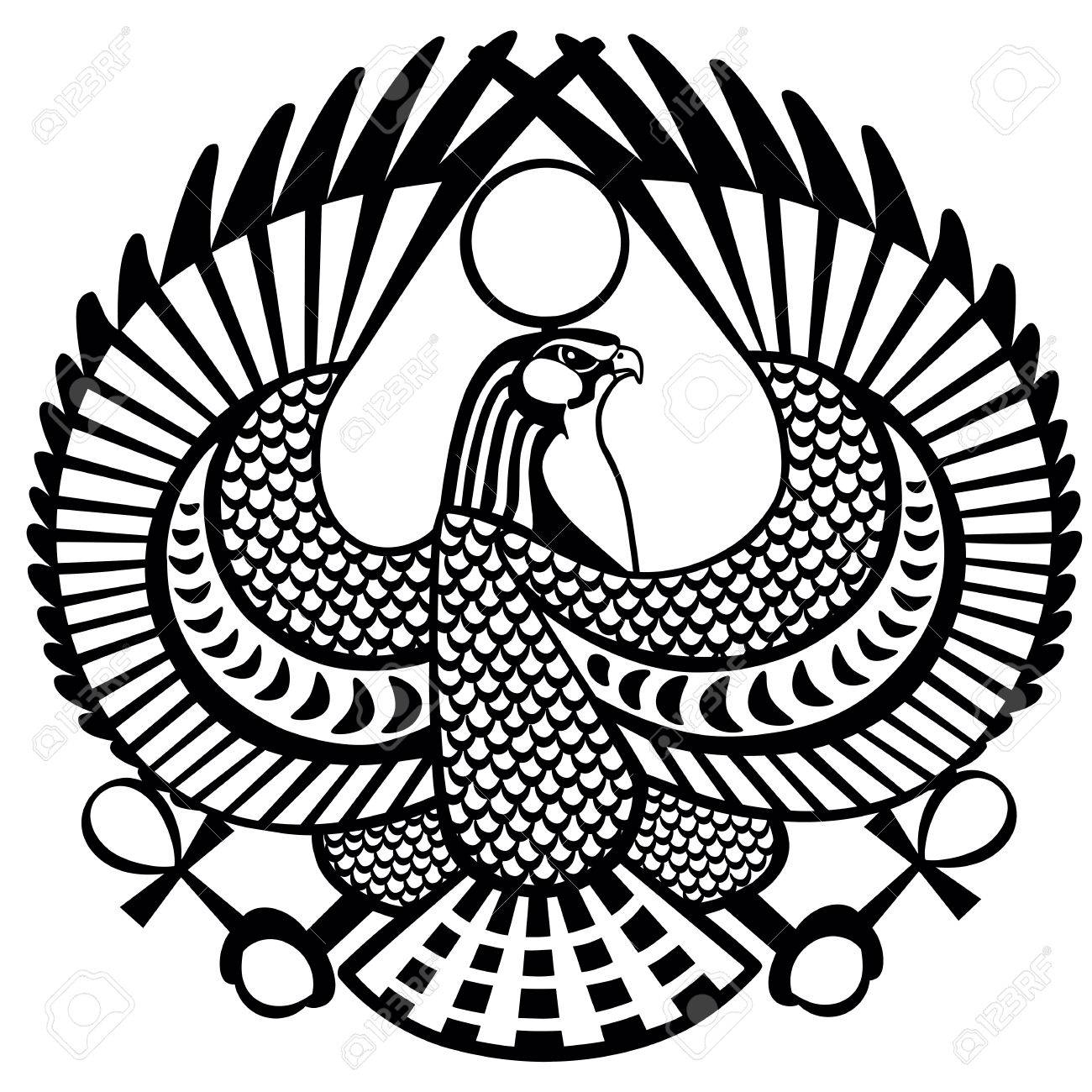 Falcon Ancient Egyptian Symbol Of God Horus Black And White regarding dimensions 1300 X 1300