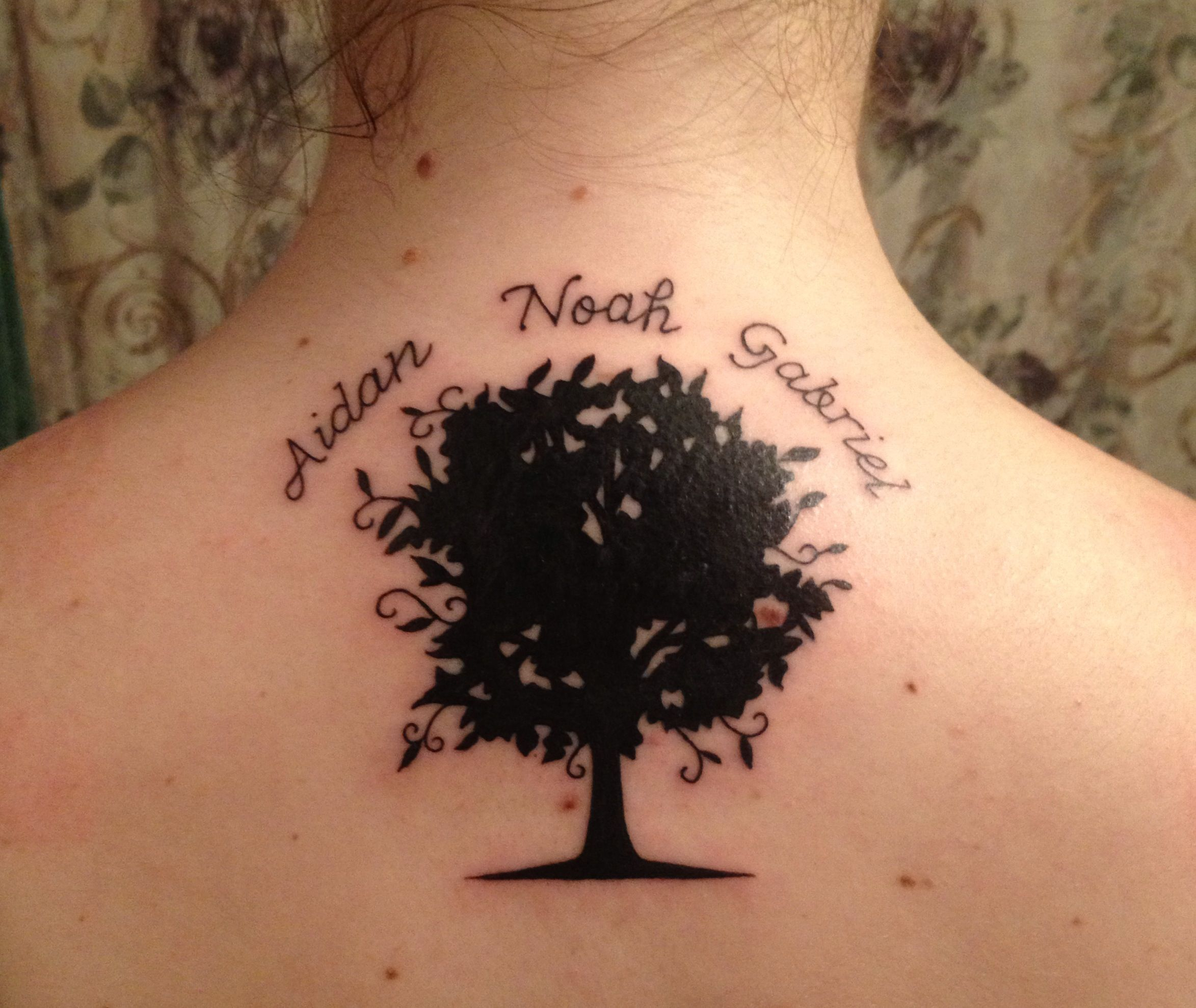 Family Tree Tattoo With Kids Names Looks Locks Silhouette inside dimensions 2347 X 1979