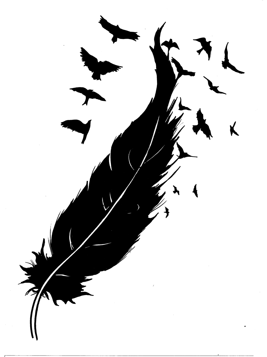 Feather Birds Black And White Feather Tattoos Feather Tattoo in sizing 886 X 1181