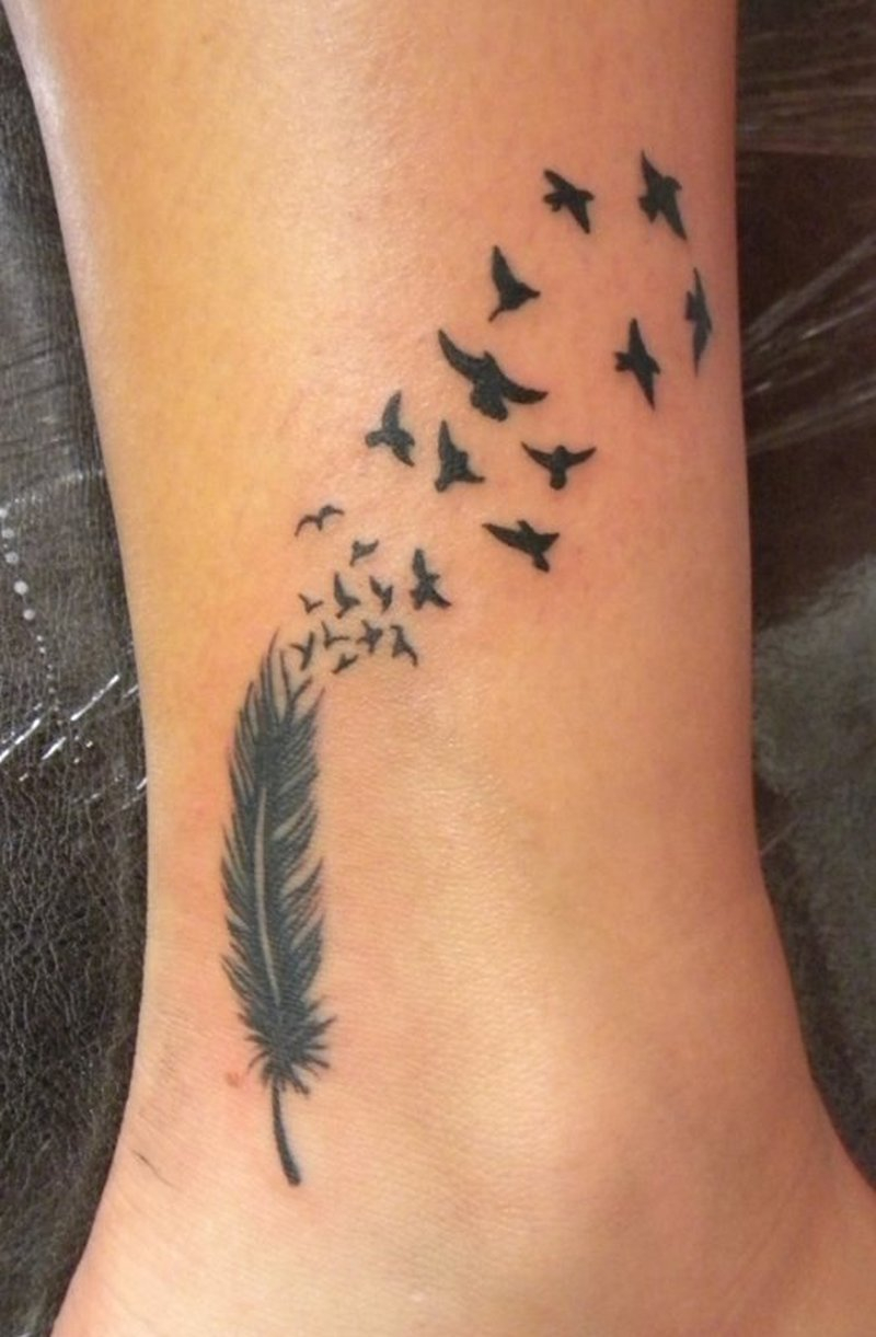 Feather Into Birds Tattoo On Ankle Tattoos Book 65000 Tattoos pertaining to size 800 X 1221