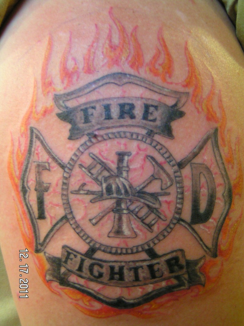 Firefighter Maltese Cross Tattoo On Shoulder Tattoos Book 65000 with regard to size 800 X 1067