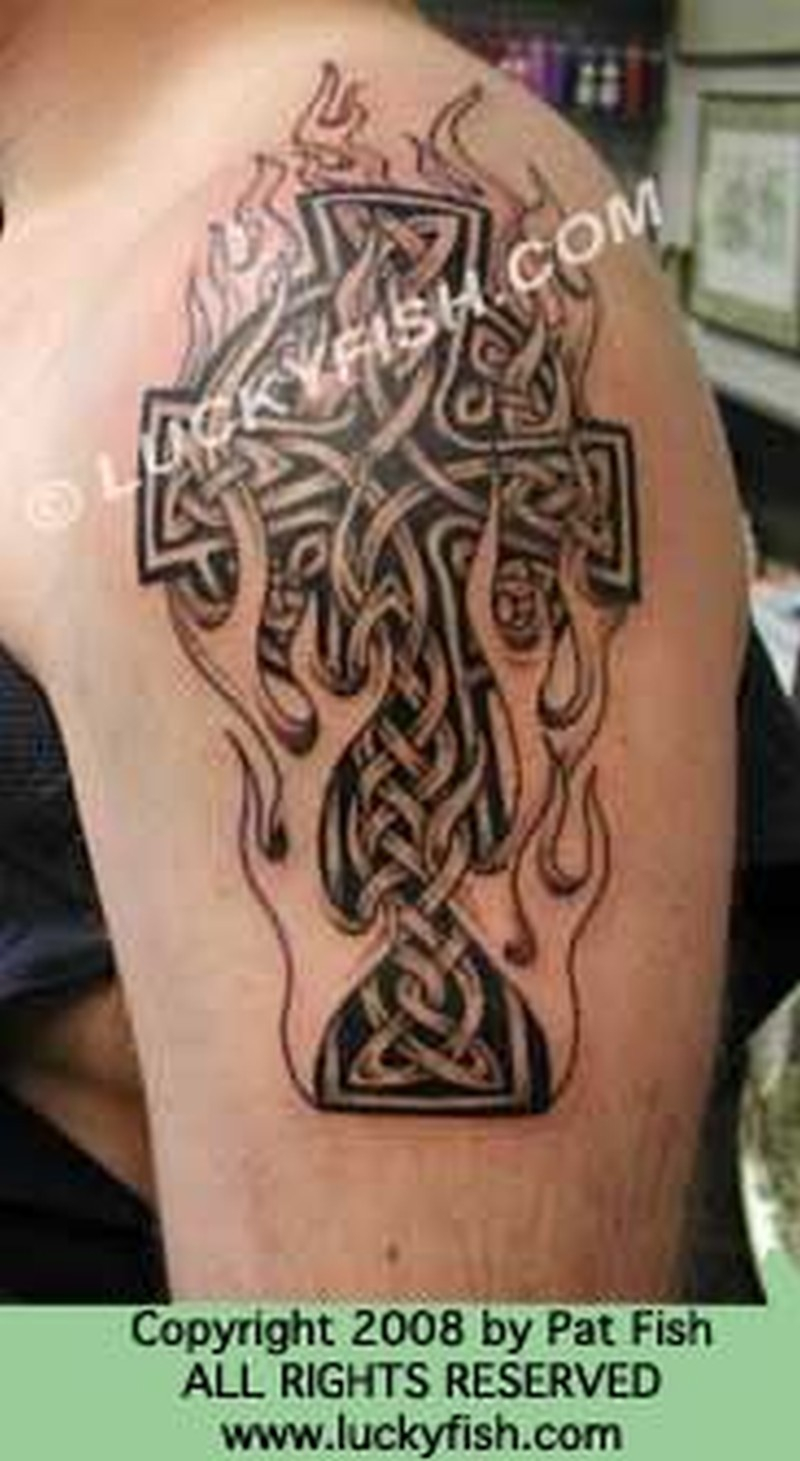 Flaming Faith Cross On Shoulder Tattoo Tattoos Book 65000 in size 800 X 1461