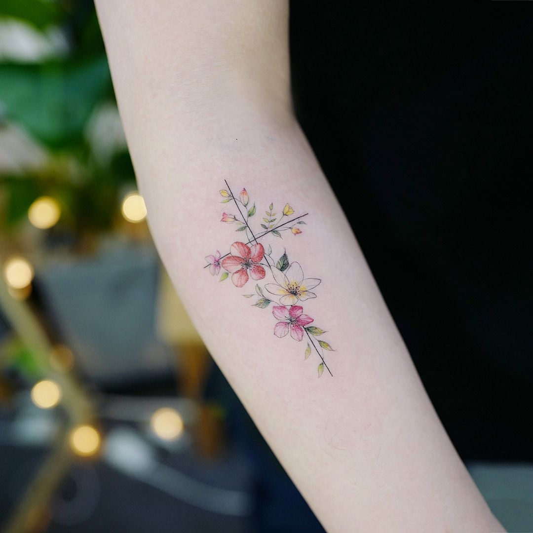 Flower Cross Tattoo Artist Tattooist Banul Seoul Korea Tattoos in measurements 1080 X 1080