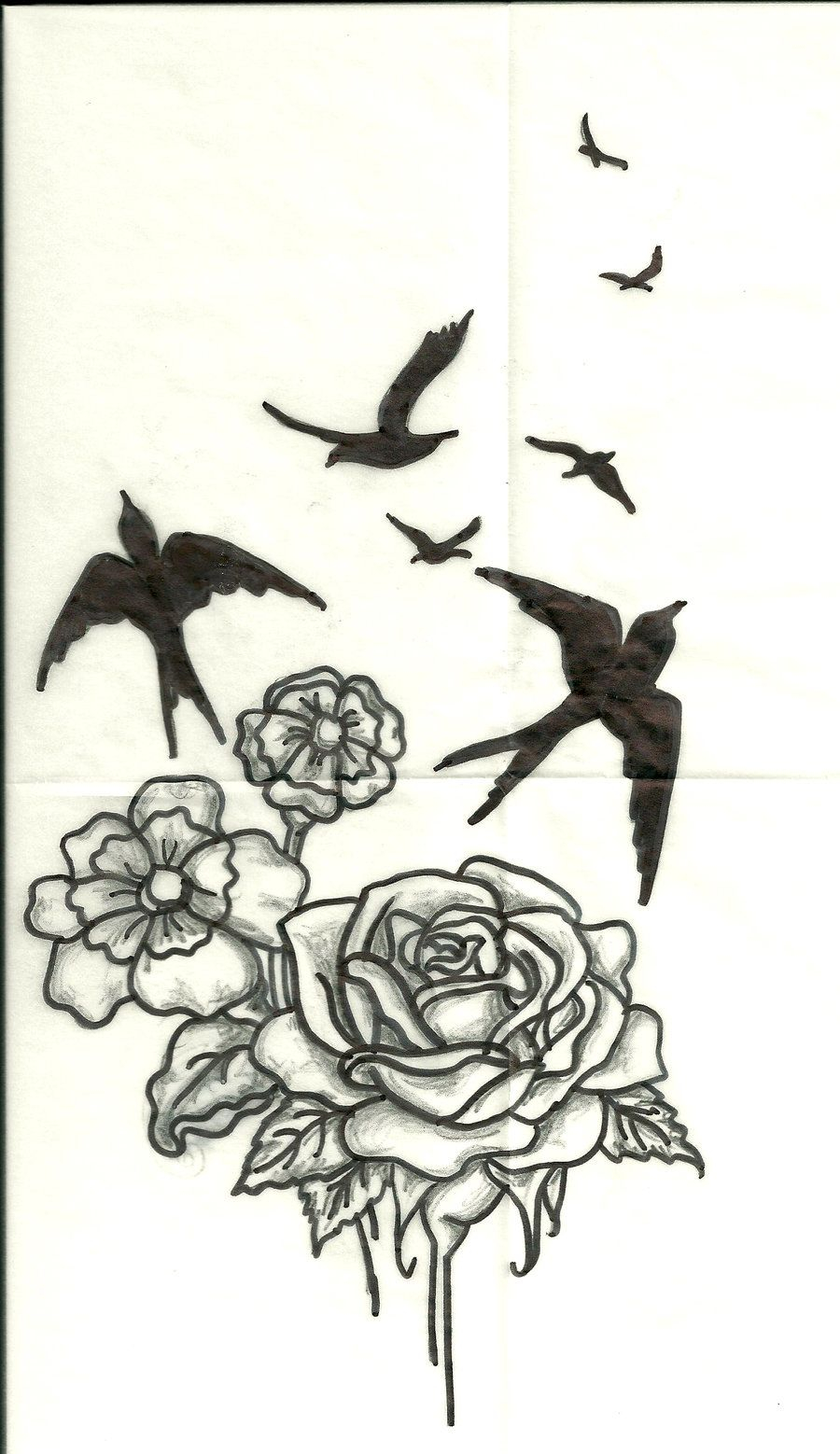 Flowers Bird Tattoo Design Artsy212deviantart On Deviantart throughout size 900 X 1558