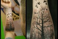 Flying Birds And Forest Tree Tattoo On Left Forearm Nature Tattoos with regard to sizing 900 X 913